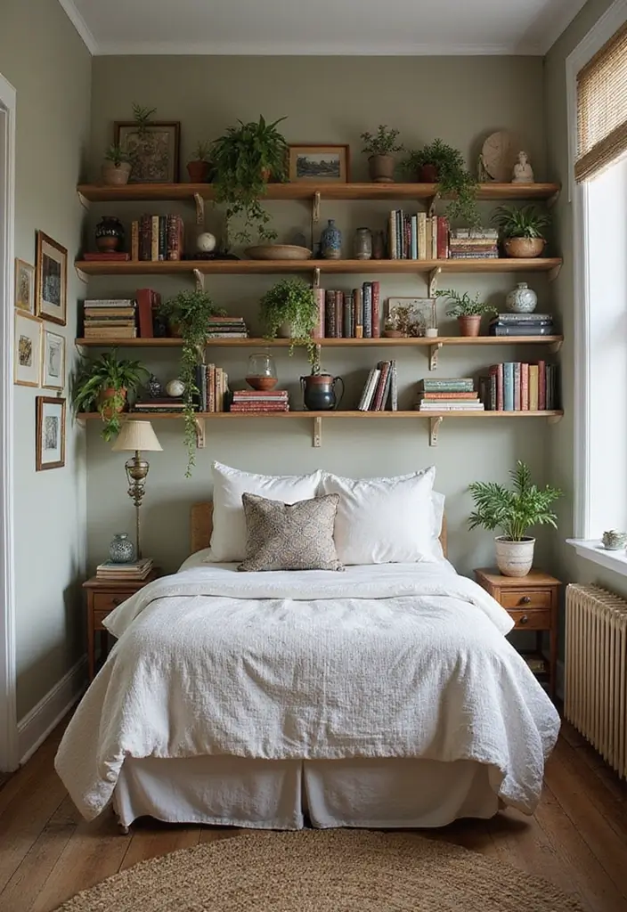 28 Quarto Vintage Feminino Inspirações Cheias de Charme - 20. Criatividade com Prateleiras