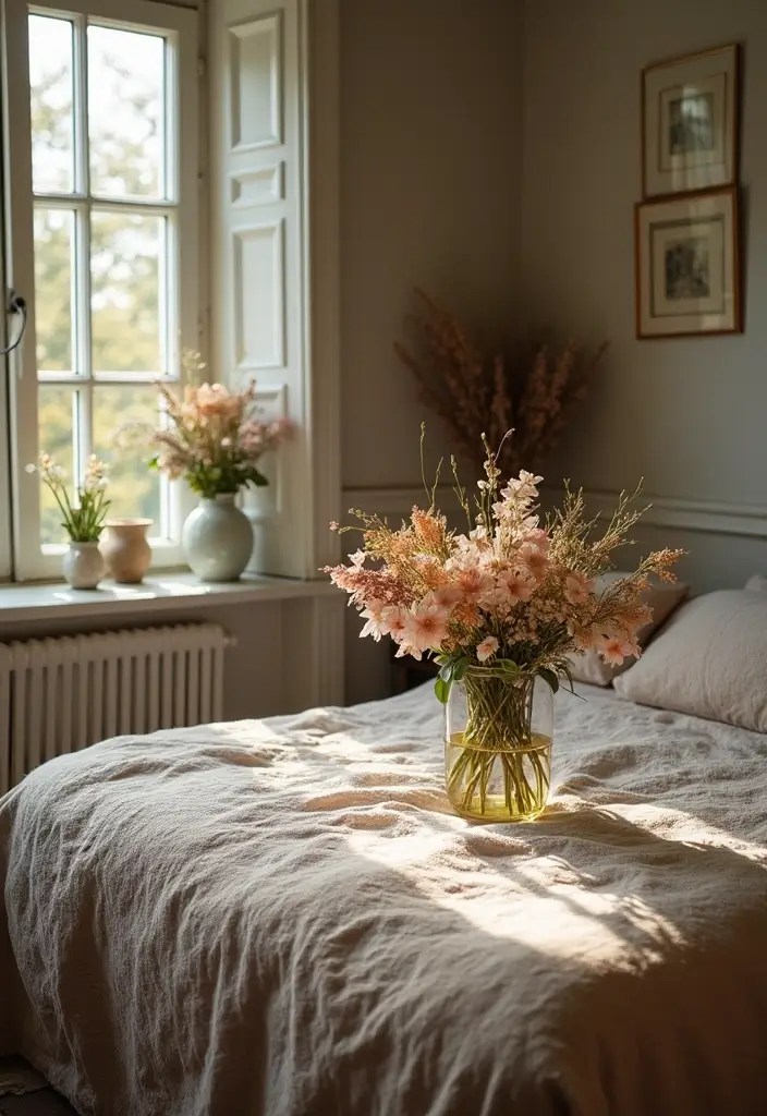 28 Quarto Vintage Feminino Inspirações Cheias de Charme - 26. Flores Frescas ou Secas