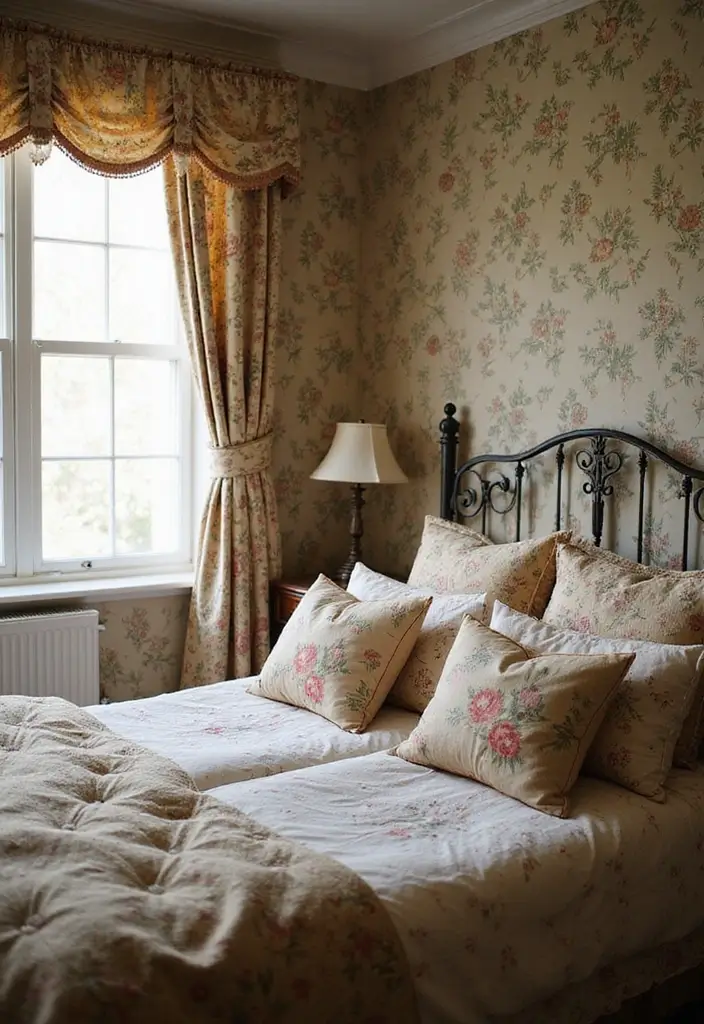 28 Quarto Vintage Feminino Inspirações Cheias de Charme - 7. Tecidos Florais e Estampas