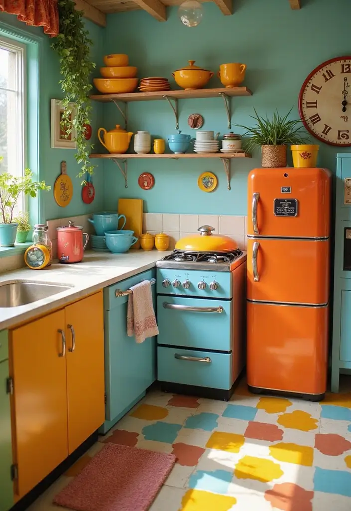 28 Room Ideas Vintage That Transform Any Space 9 28 Room Ideas Vintage That Transform Any Space - 9. Retro Colorful Kitchen