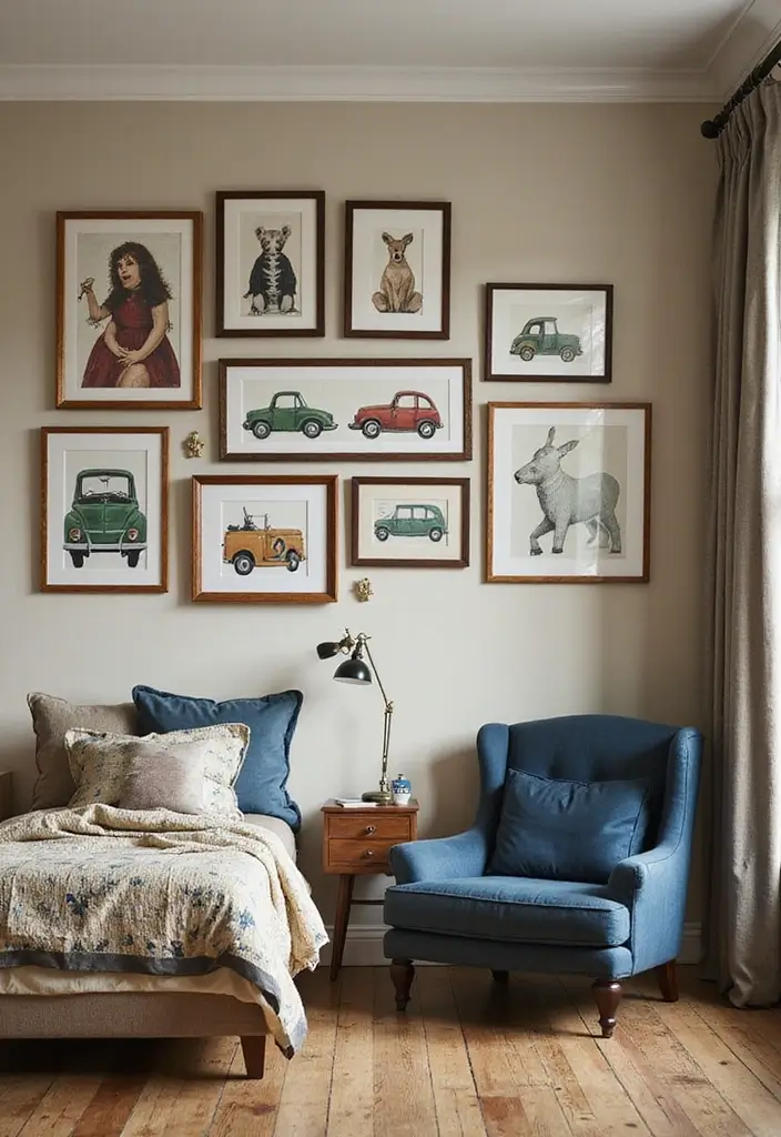 28 Vintage Boys Room Designs That Balance Fun and Style 3 28 Vintage Boys Room Designs That Balance Fun and Style - 3. Whimsical Wall Art