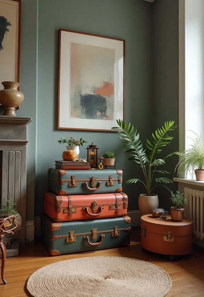 28 Vintage Decorating Ideas That Never Go Out of Style 14 28 Vintage Decorating Ideas That Never Go Out of Style - 14. Repurposed Vintage Suitcases