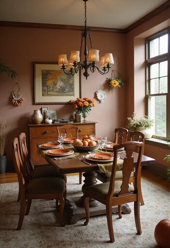 28 Vintage Dining Room Ideas Full of Elegance and Warmth 16 28 Vintage Dining Room Ideas Full of Elegance and Warmth - 16. Seasonal Decor Changes
