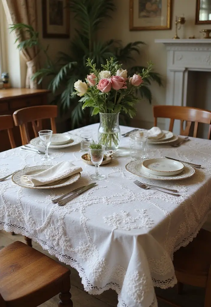 28 Vintage Dining Room Ideas Full of Elegance and Warmth 20 28 Vintage Dining Room Ideas Full of Elegance and Warmth - 20. Vintage Table Linens