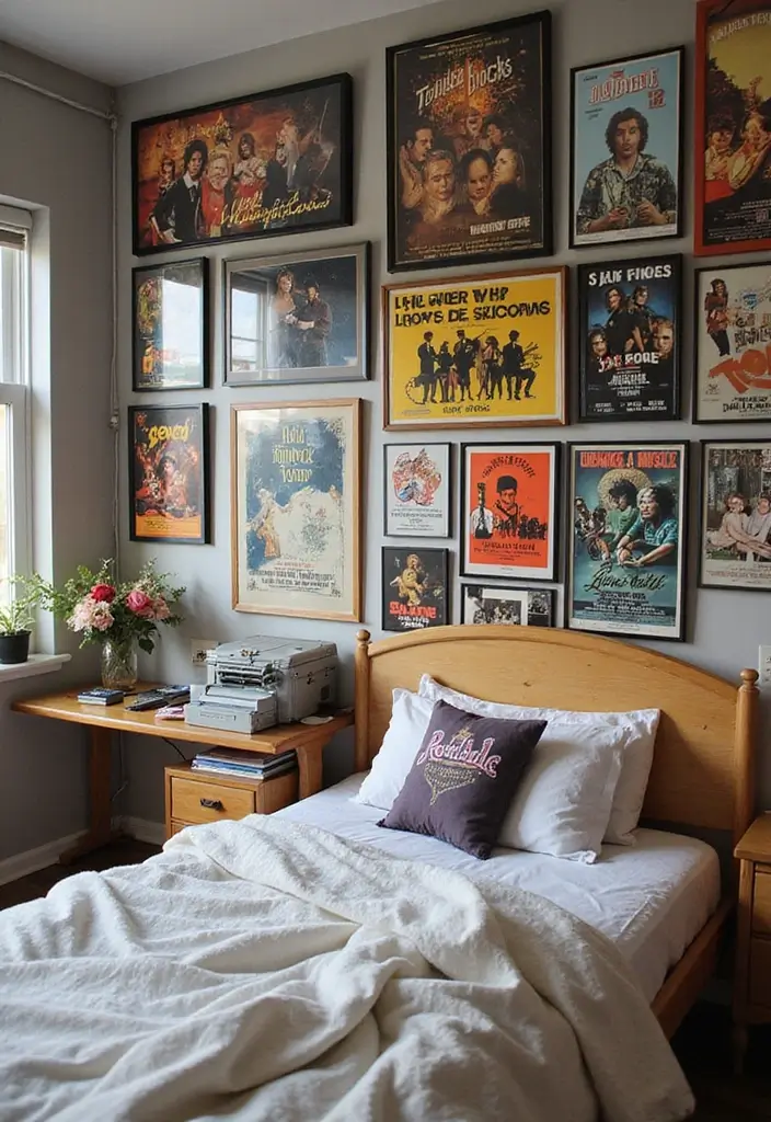 28 Vintage Dorm Room Ideas That Feel Unique and Cozy 14 28 Vintage Dorm Room Ideas That Feel Unique and Cozy - 14. Throwback Posters