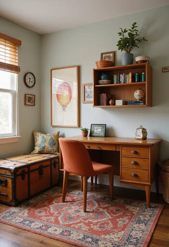 28 Vintage Dorm Room Ideas That Feel Unique and Cozy 2 28 Vintage Dorm Room Ideas That Feel Unique and Cozy - 2. Vintage Furniture Finds