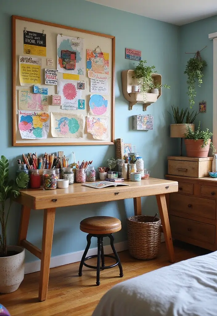 28 Vintage Dorm Room Ideas That Feel Unique and Cozy 26 28 Vintage Dorm Room Ideas That Feel Unique and Cozy - 26. Vintage Craft Station