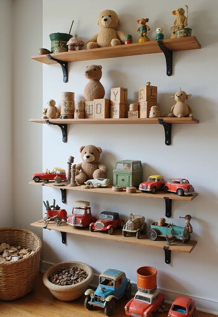 28 Vintage Nursery Decor Inspirations Perfect for Baby Rooms 2 28 Vintage Nursery Decor Inspirations Perfect for Baby Rooms - 2. Vintage Toy Collection Display