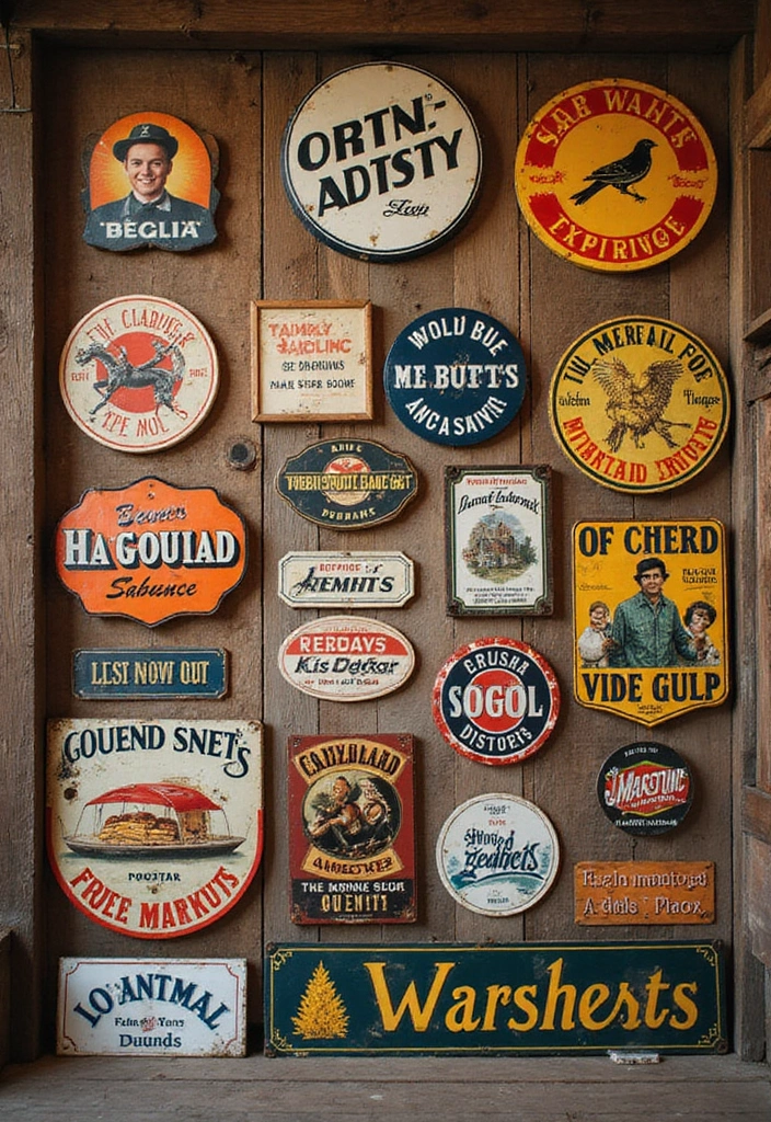 28 Vintage Wall Decor Inspirations That Transform Any Room 10 28 Vintage Wall Decor Inspirations That Transform Any Room - 10. Vintage Signs and Advertising Art