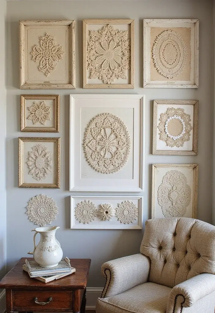 28 Vintage Wall Decor Inspirations That Transform Any Room 12 28 Vintage Wall Decor Inspirations That Transform Any Room - 12. Vintage Lace and Doilies