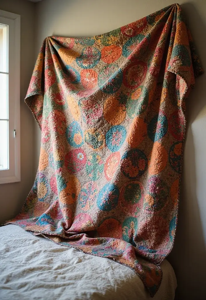 28 Vintage Wall Decor Inspirations That Transform Any Room 14 28 Vintage Wall Decor Inspirations That Transform Any Room - 14. Vintage Quilts as Wall Decor