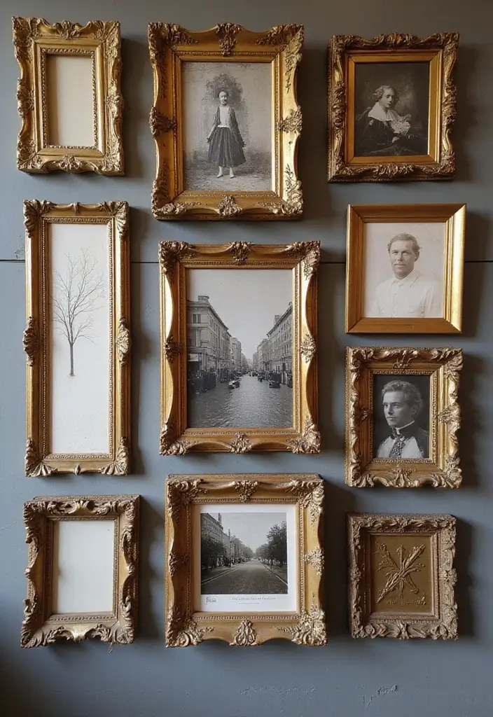 28 Vintage Wall Decor Inspirations That Transform Any Room 15 28 Vintage Wall Decor Inspirations That Transform Any Room - 15. Antique Frames for a Chic Display