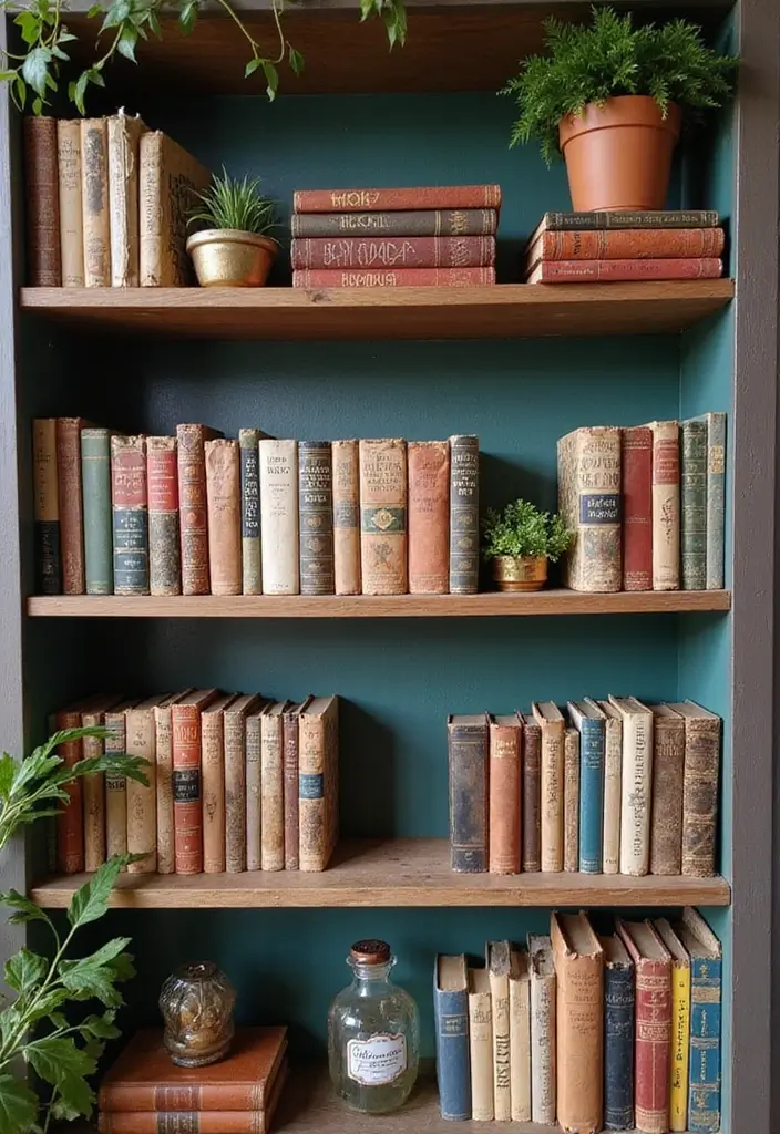 28 Vintage Wall Decor Inspirations That Transform Any Room 16 28 Vintage Wall Decor Inspirations That Transform Any Room - 16. Vintage Books as Decor