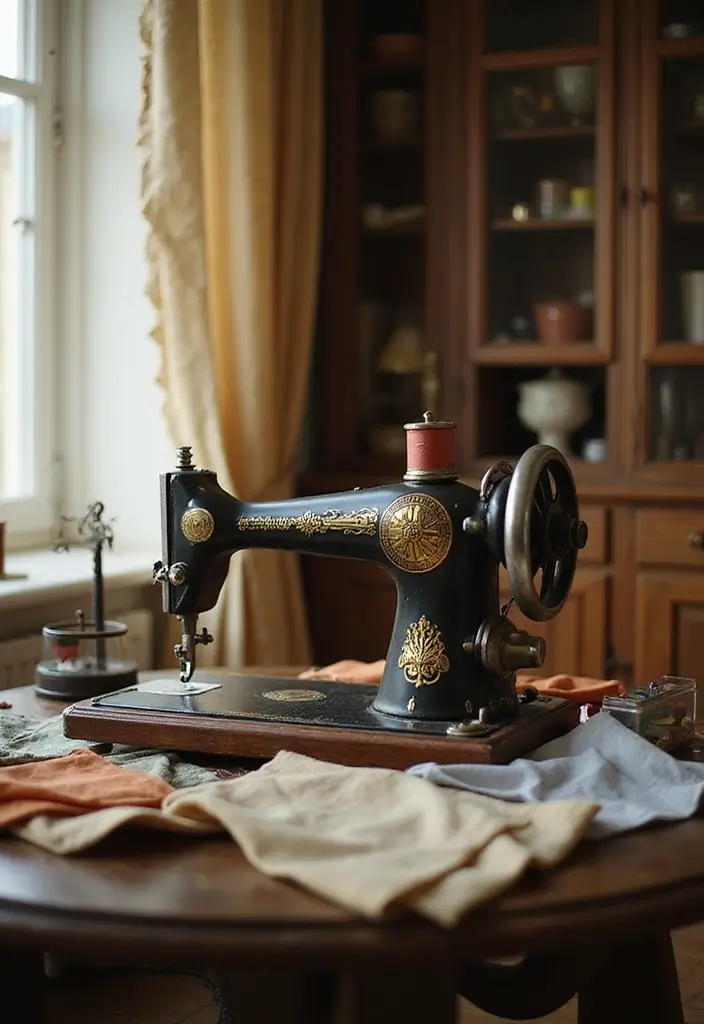 28 Vintage Wall Decor Inspirations That Transform Any Room 17 28 Vintage Wall Decor Inspirations That Transform Any Room - 17. Vintage Sewing Machines as Decor