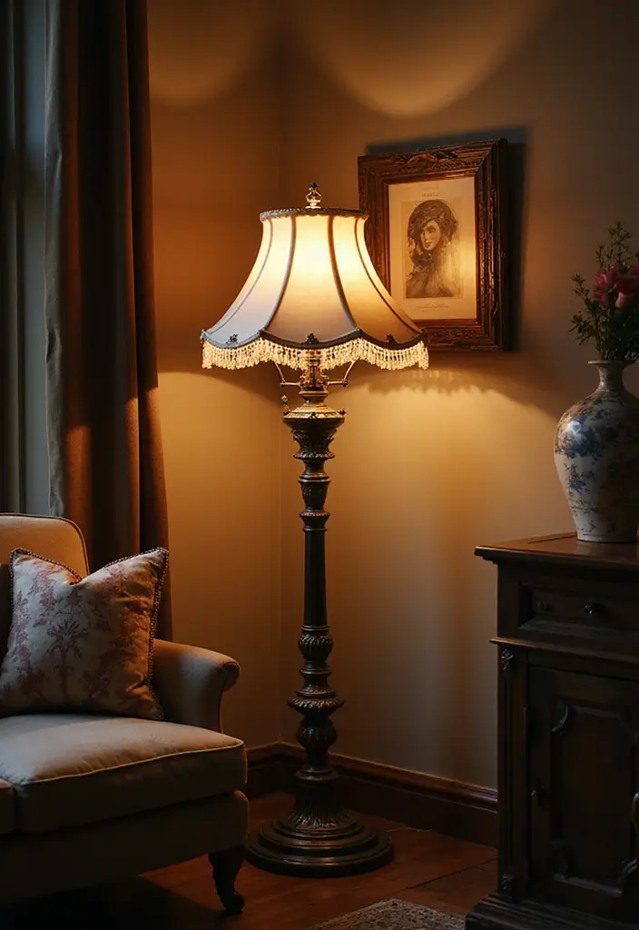 28 Vintage Wall Decor Inspirations That Transform Any Room 21 28 Vintage Wall Decor Inspirations That Transform Any Room - 21. Vintage Lamps as Statement Pieces