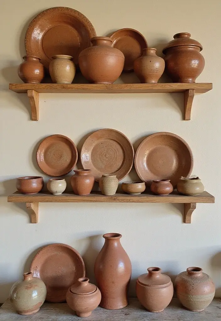 28 Vintage Wall Decor Inspirations That Transform Any Room 26 28 Vintage Wall Decor Inspirations That Transform Any Room - 26. Handmade Pottery as Wall Art