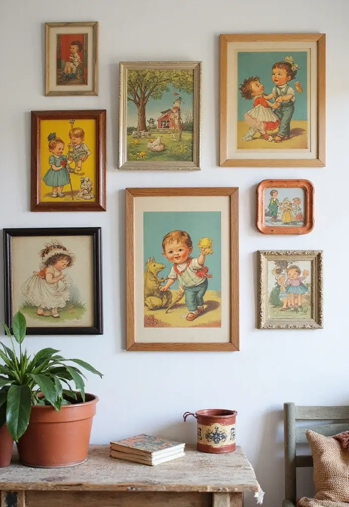 28 Vintage Wall Decor Inspirations That Transform Any Room 28 28 Vintage Wall Decor Inspirations That Transform Any Room - 28. Vintage Children's Art