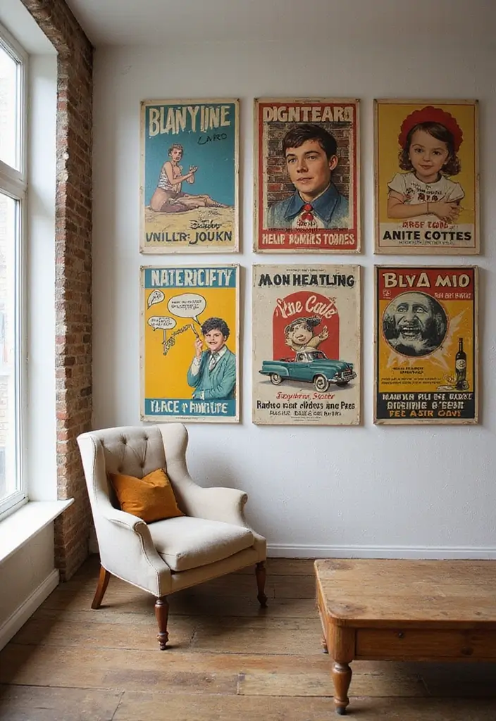 28 Vintage Wall Decor Inspirations That Transform Any Room 4 28 Vintage Wall Decor Inspirations That Transform Any Room - 4. Retro Posters for a Nostalgic Vibe