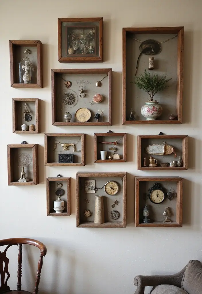 28 Vintage Wall Decor Inspirations That Transform Any Room 9 28 Vintage Wall Decor Inspirations That Transform Any Room - 9. Shadow Boxes for 3D Displays