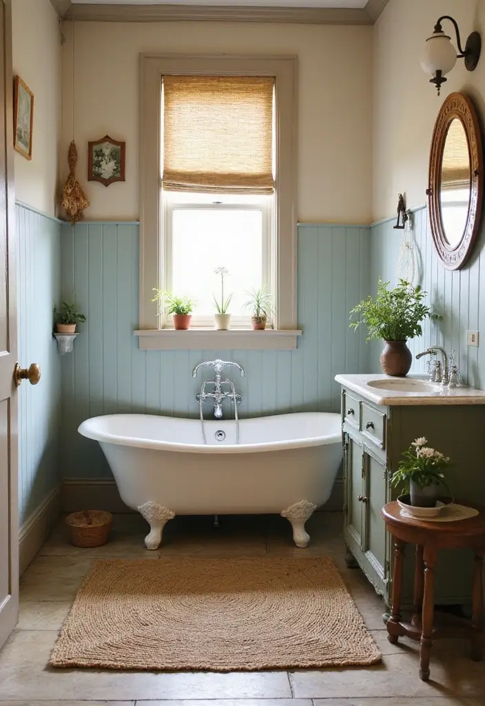 29 Salle de Bain Vintage Looks Pleins d’Élégance 12 29 Salle de Bain Vintage Looks Pleins d’Élégance - 12. Tapis en Jute ou en Tissu