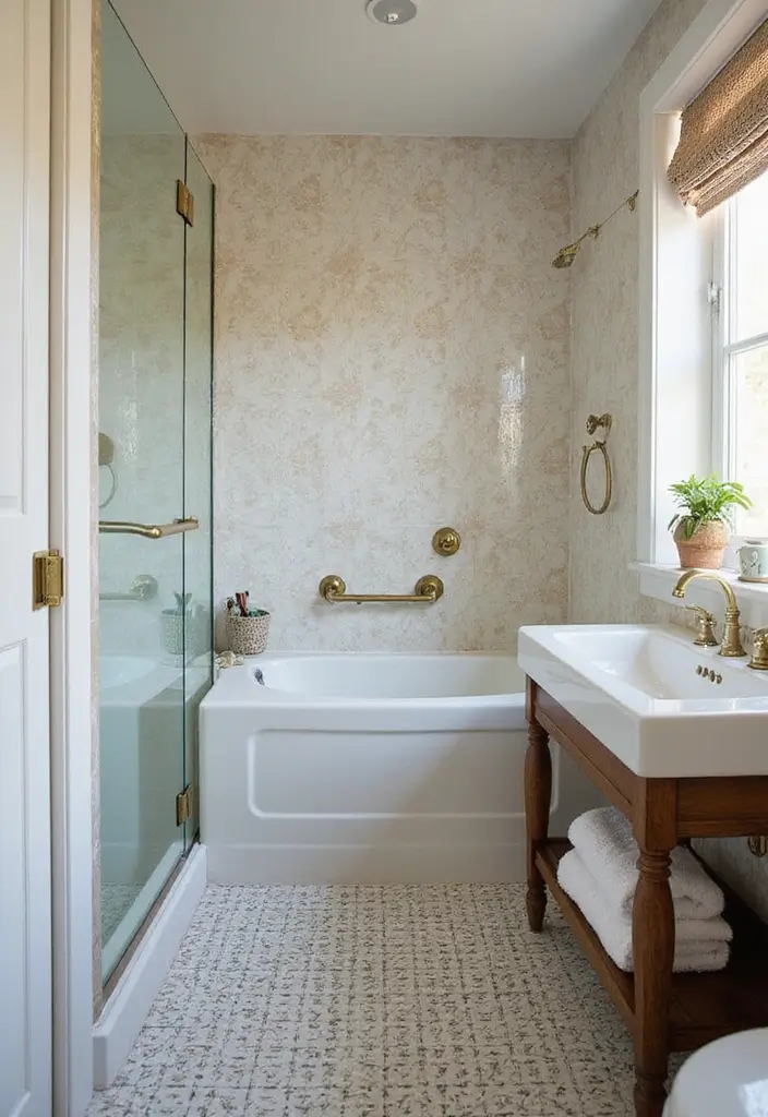 29 Salle de Bain Vintage Looks Pleins d’Élégance 19 29 Salle de Bain Vintage Looks Pleins d’Élégance - 19. Douche à l'Italienne avec Carrelage Vintage
