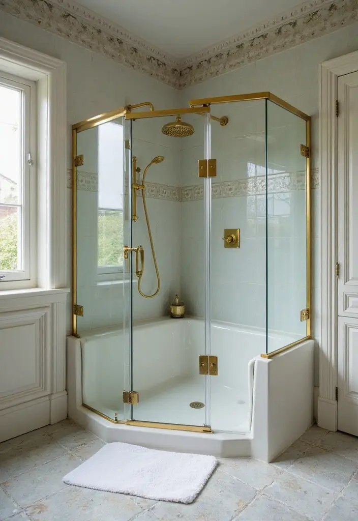 29 Salle de Bain Vintage Looks Pleins d’Élégance 22 29 Salle de Bain Vintage Looks Pleins d’Élégance - 22. Parois de Douche en Verre Vintage