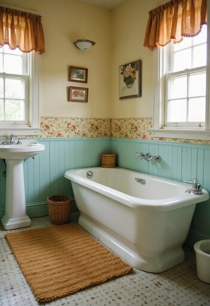 29 Salle de Bain Vintage Looks Pleins d’Élégance 23 29 Salle de Bain Vintage Looks Pleins d’Élégance - 23. Combinaison de Couleurs