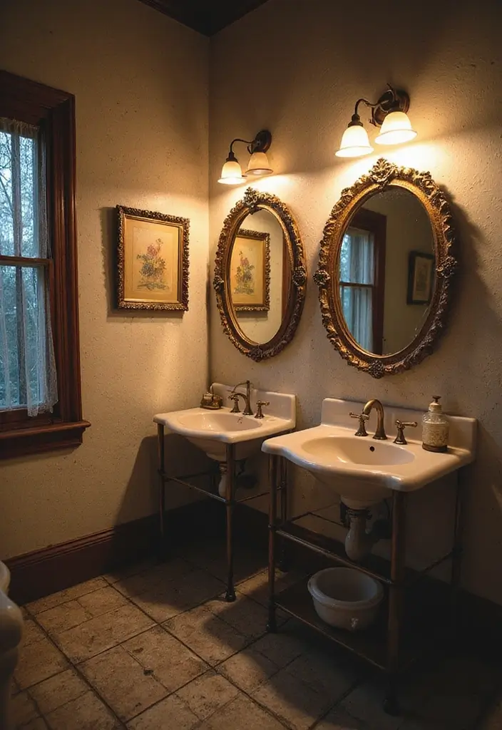 29 Salle de Bain Vintage Looks Pleins d’Élégance 8 29 Salle de Bain Vintage Looks Pleins d’Élégance - 8. Miroirs avec Cadres Décoratifs