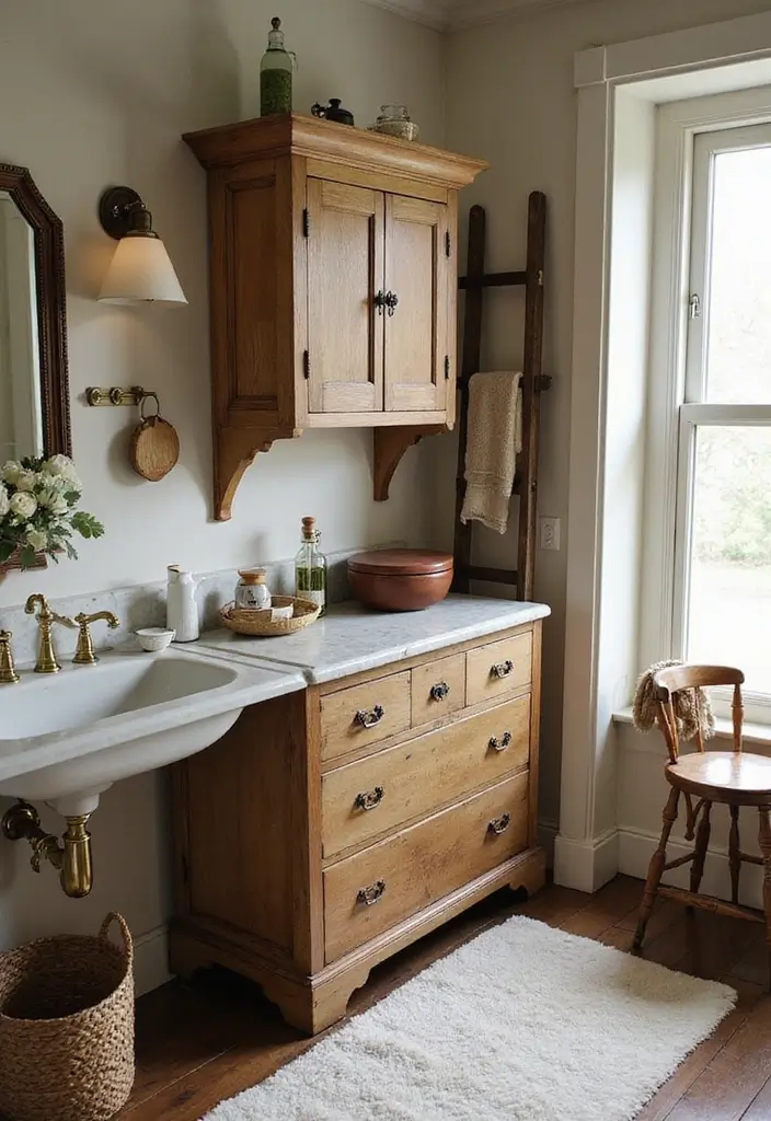 29 Vintage Bathroom Decor Looks You’ll Fall in Love With 12 29 Vintage Bathroom Decor Looks You’ll Fall in Love With - 12. Antique Storage Solutions