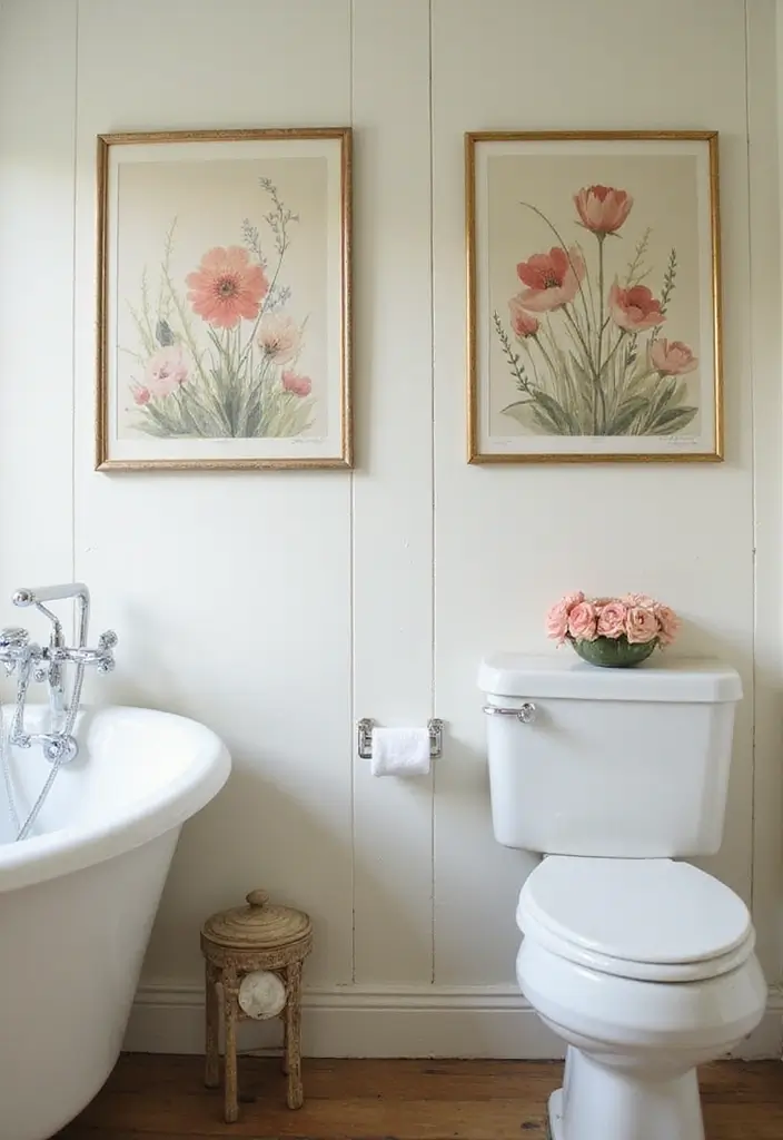 29 Vintage Bathroom Decor Looks You’ll Fall in Love With 16 29 Vintage Bathroom Decor Looks You’ll Fall in Love With - 16. Vintage Watercolor Art