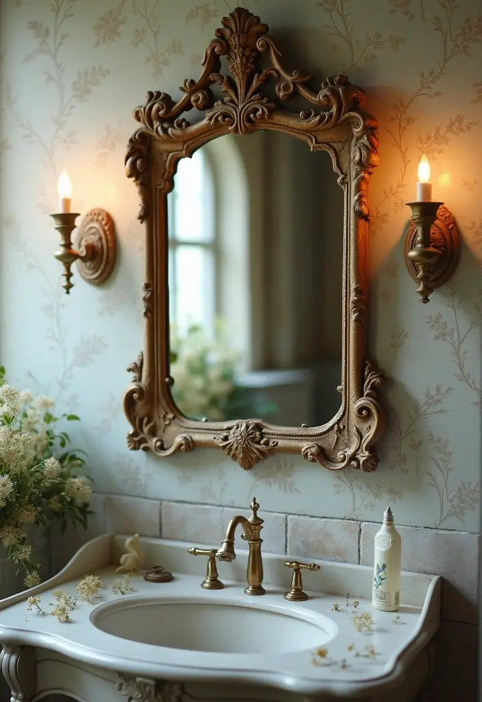 29 Vintage Bathroom Decor Looks You’ll Fall in Love With 2 29 Vintage Bathroom Decor Looks You’ll Fall in Love With - 2. Antique Mirror Magic