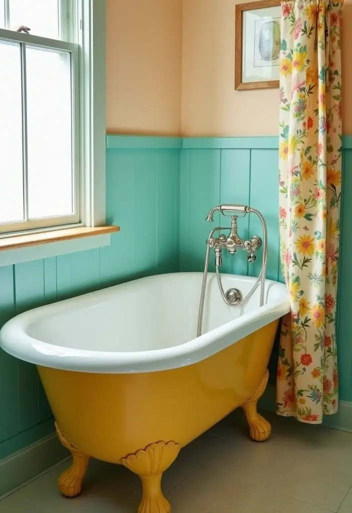 29 Vintage Bathroom Ideas Full of Retro Elegance 1 29 Vintage Bathroom Ideas Full of Retro Elegance - 1. Colorful Clawfoot Tubs