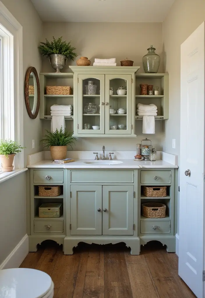 29 Vintage Bathroom Ideas Full of Retro Elegance 18 29 Vintage Bathroom Ideas Full of Retro Elegance - 18. Antique Hoosier Cabinets