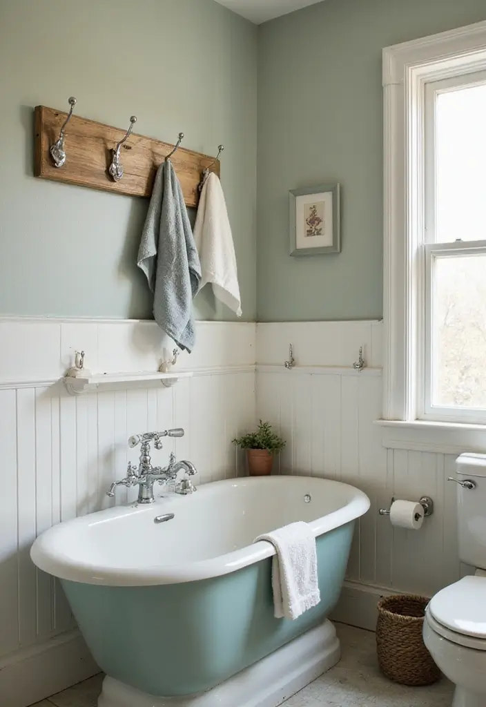 29 Vintage Bathroom Ideas Full of Retro Elegance 21 29 Vintage Bathroom Ideas Full of Retro Elegance - 21. Vintage Hooks and Hangers