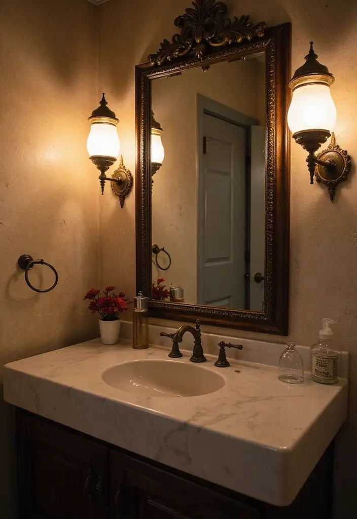 29 Vintage Bathroom Ideas Full of Retro Elegance 23 29 Vintage Bathroom Ideas Full of Retro Elegance - 23. Eclectic Vintage Lighting