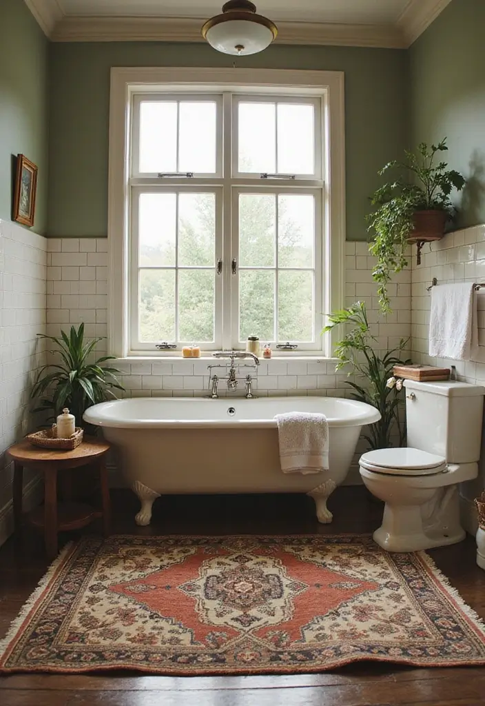 29 Vintage Bathroom Ideas Full of Retro Elegance 26 29 Vintage Bathroom Ideas Full of Retro Elegance - 26. Charming Vintage Rugs