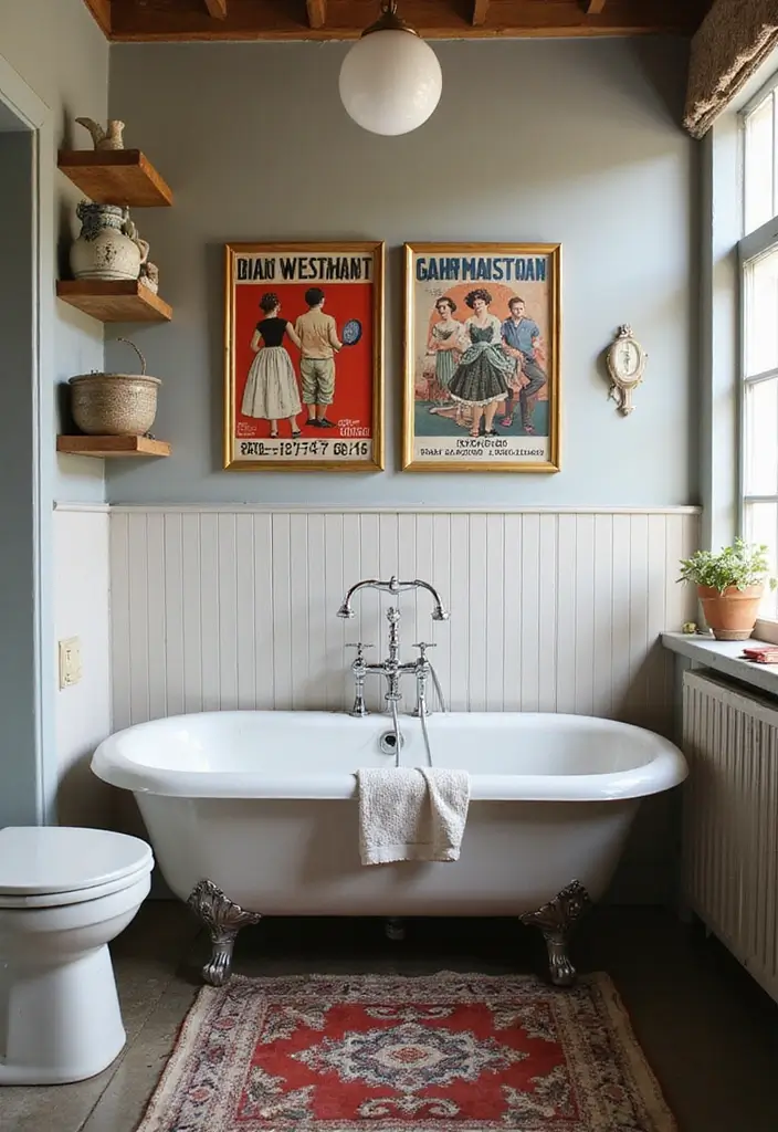 29 Vintage Bathroom Ideas Full of Retro Elegance 28 29 Vintage Bathroom Ideas Full of Retro Elegance - 28. Artistic Accents