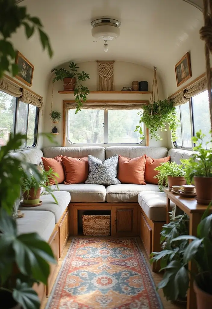 29 Vintage Camper Remodel Projects You’ll Adore - 1. Bohemian Chic with Macrame Accents
