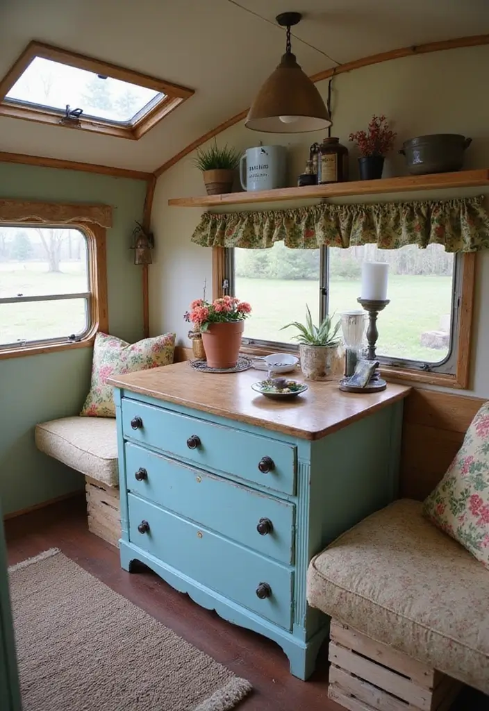 29 Vintage Camper Remodel Projects You’ll Adore - 10. Repurposed Furniture