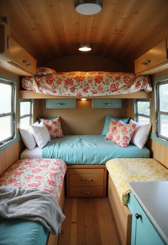 29 Vintage Camper Remodel Projects You’ll Adore - 20. Stylish Bunk Beds