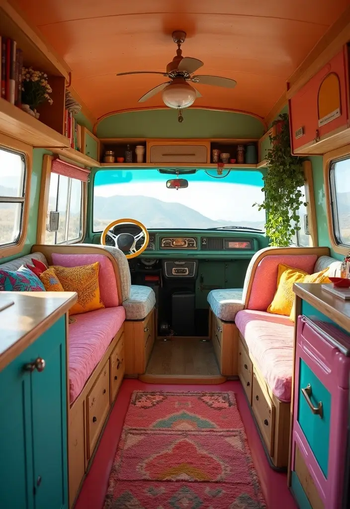 29 Vintage Camper Remodel Projects You’ll Adore - 3. Bold Color Palettes