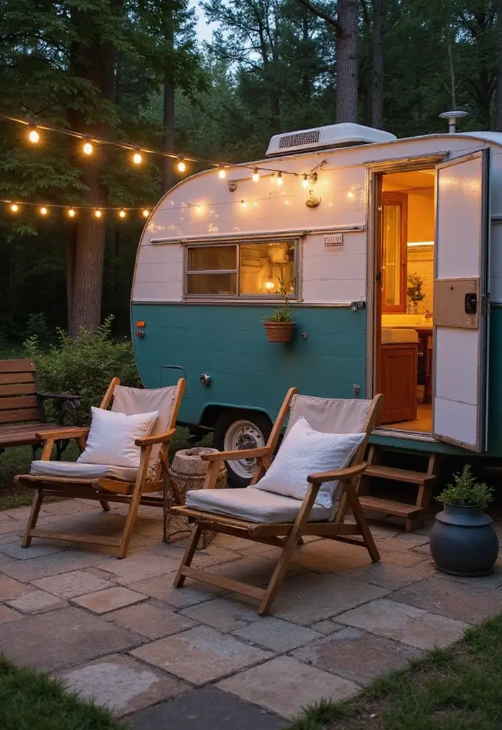 29 Vintage Camper Remodel Projects You’ll Adore - 8. Outdoor Living Spaces