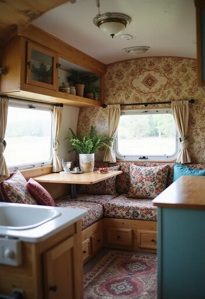 29 Vintage Camper Remodel Projects You’ll Adore - 9. Vintage-Inspired Wallpaper