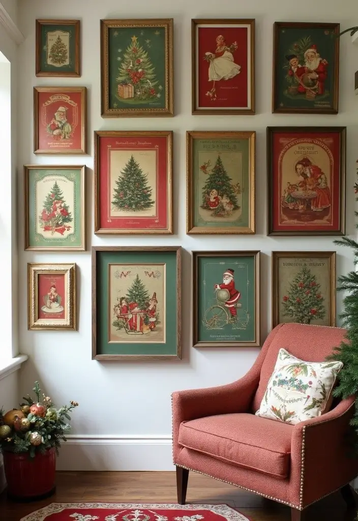 29 Vintage Christmas Decor Ideas Full of Nostalgia 25 29 Vintage Christmas Decor Ideas Full of Nostalgia - 25. Vintage Holiday Themed Wall Art