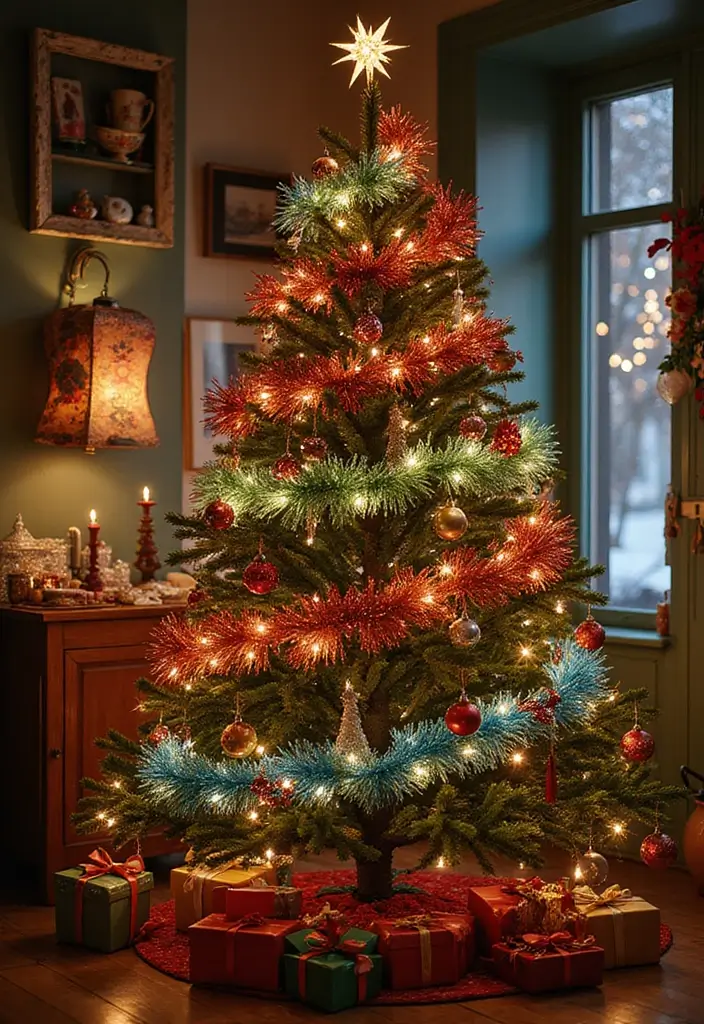 29 Vintage Christmas Decor Ideas Full of Nostalgia 27 29 Vintage Christmas Decor Ideas Full of Nostalgia - 27. Retro Christmas Tinsel