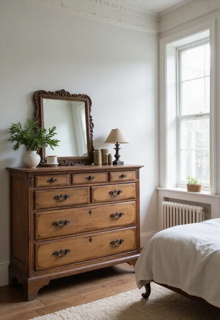 29 Vintage Farmhouse Bedroom Inspirations That Stay Timeless 12 29 Vintage Farmhouse Bedroom Inspirations That Stay Timeless - 12. Antique Dressers