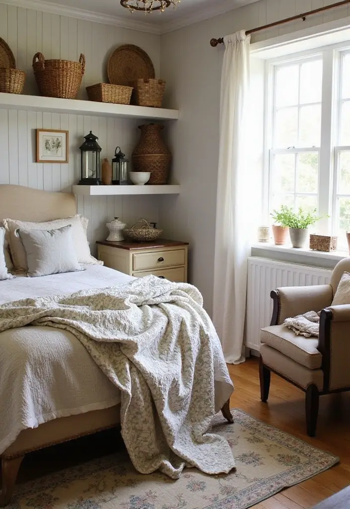 29 Vintage Farmhouse Bedroom Inspirations That Stay Timeless 13 29 Vintage Farmhouse Bedroom Inspirations That Stay Timeless - 13. Country Chic Accents