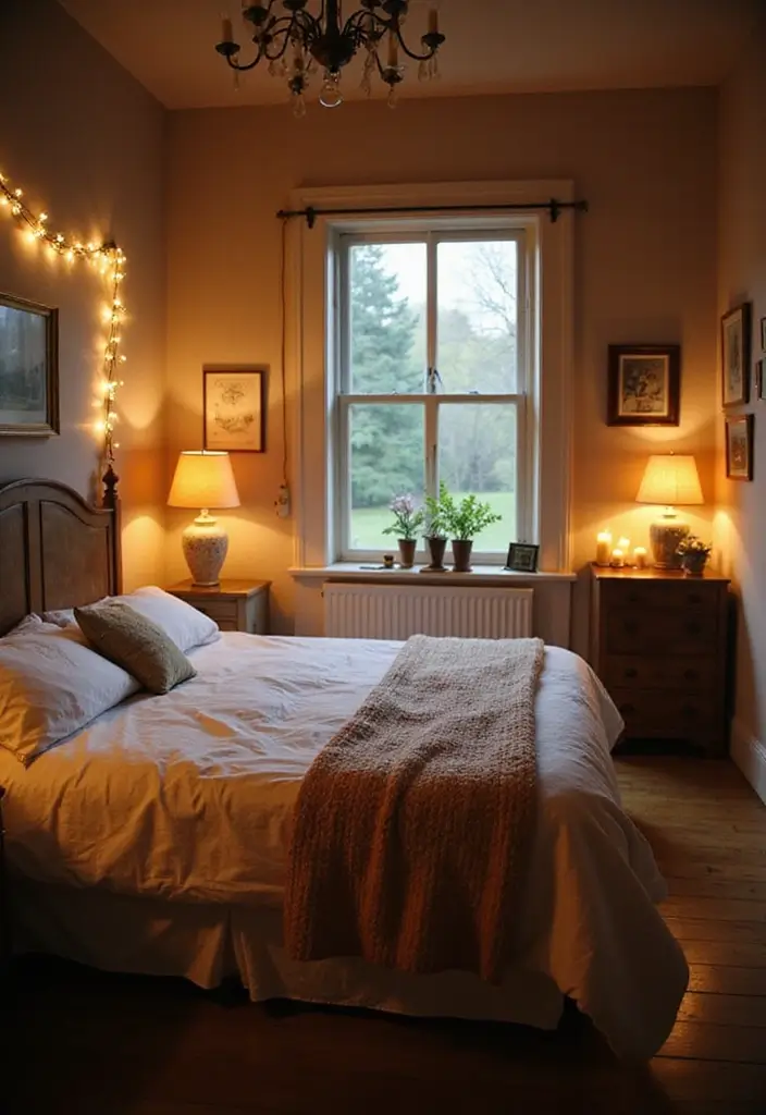 29 Vintage Farmhouse Bedroom Inspirations That Stay Timeless 16 29 Vintage Farmhouse Bedroom Inspirations That Stay Timeless - 16. Soft Lighting