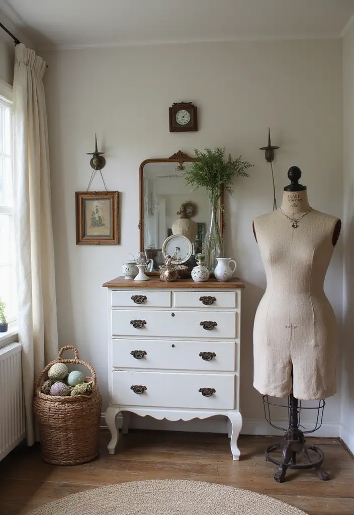 29 Vintage Farmhouse Bedroom Inspirations That Stay Timeless 24 29 Vintage Farmhouse Bedroom Inspirations That Stay Timeless - 24. Unique Dress Forms
