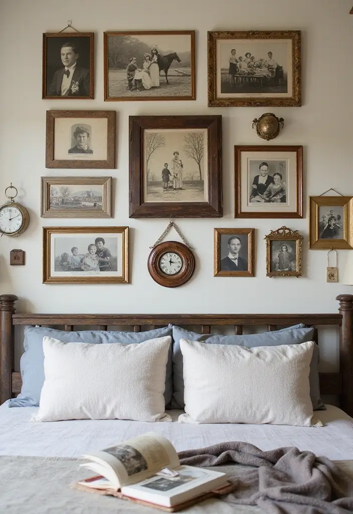 29 Vintage Farmhouse Bedroom Inspirations That Stay Timeless 25 29 Vintage Farmhouse Bedroom Inspirations That Stay Timeless - 25. Personalized Art Displays
